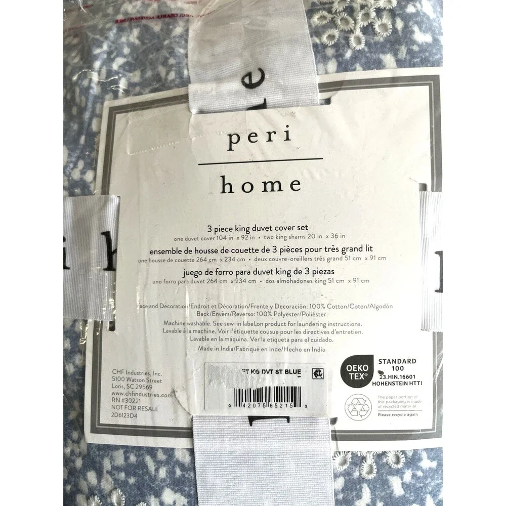 Peri Home Ikat Eyelet 3-Piece King Duvet Cover Set Bedding
